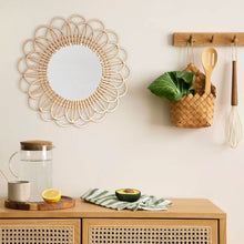 Carregar imagem no visualizador da galeria, Moroccan Handmade Rattan Flower Mirror - Elegant and Whimsical Home Decor
