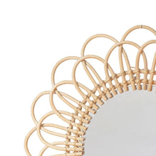 Carregar imagem no visualizador da galeria, Moroccan Handmade Rattan Flower Mirror - Elegant and Whimsical Home Decor
