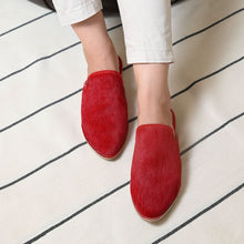 Load image into Gallery viewer, Handmade Moroccan Belgha – Suede Leather Loafers, Pony Skin
