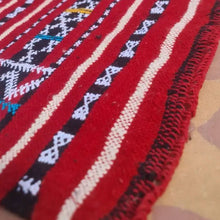 Cargar imagen en el visor de la galería, Red Handmade Berber Wool Rug - Colorful Moroccan Patterns
