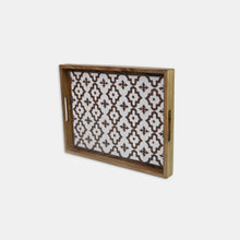 Load image into Gallery viewer, White wooden and Resin Serving Tray with Zellige-Style Design
