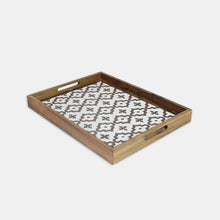 Load image into Gallery viewer, White wooden and Resin Serving Tray with Zellige-Style Design
