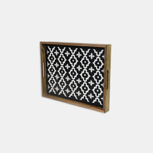 Load image into Gallery viewer, Wooden and Resin Serving Tray with Zellige-Style Design
