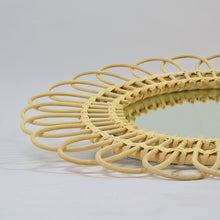 Carregar imagem no visualizador da galeria, Moroccan Handmade Rattan Flower Mirror - Elegant and Whimsical Home Decor
