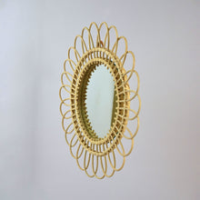 Carregar imagem no visualizador da galeria, Moroccan Handmade Rattan Flower Mirror - Elegant and Whimsical Home Decor
